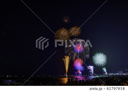 静岡県伊東市 第72回按針祭 海の花火大会の写真素材