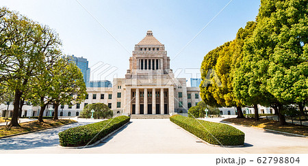 東京 国会議事堂 ワイドの写真素材