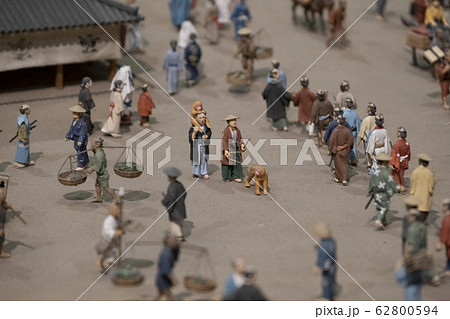 TOKYO, JAPAN - OCTOBER 29, 2019: Showroom in Edo Tokyo Museum of housing and Living that Introduce llfestyles of people in Edo periods(1803-1868), through models TOKYO, JAPAN - OCTOBER 29, 2019: Showroom in Edo Tokyo Museum of housing and Living that Introduce llfestyles of people in Edo periods(1803-1868), through models 62800594