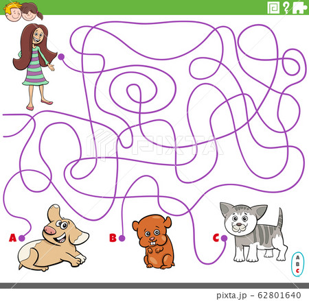 maze game with girl and pet characters 62801640