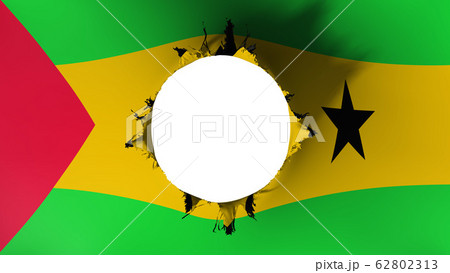 Hole cut in the flag of Sao Tome and Principe Hole cut in the flag of Sao Tome and Principe 62802313