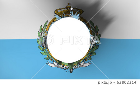 Hole cut in the flag of San Marino 62802314