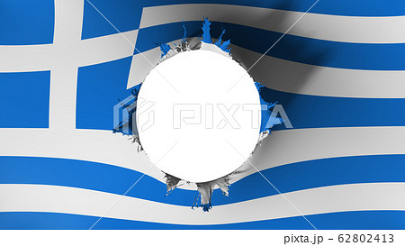 Hole cut in the flag of Greece Hole cut in the flag of Greece 62802413