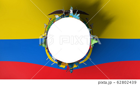 Hole cut in the flag of Ecuador 62802439