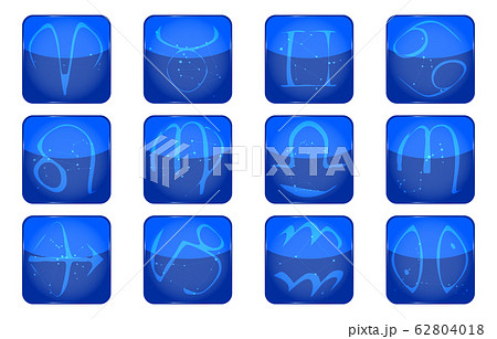 12星座のアイコンセット、ベクターイラスト、青 62804018