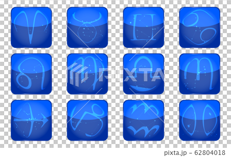 12星座のアイコンセット、ベクターイラスト、青 62804018
