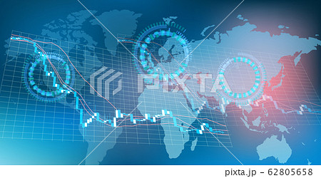世界同時株安・株価下落イメージ-青背景 62805658