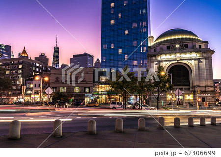 Evening view of city buildings in Chinatown 62806699