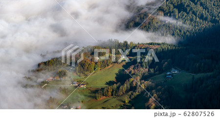 Autumn Alps mountain misty morning view from Autumn Alps mountain misty morning view from 62807526