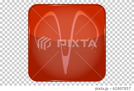 12星座の赤いボタンアイコン、星の形を加えたもの:おひつじ座 12星座の赤いボタンアイコン、星の形を加えたもの:おひつじ座 62807857