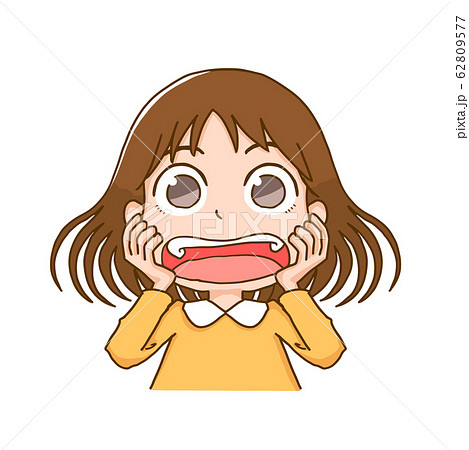 驚き おどろく 女性 びっくり のイラスト素材