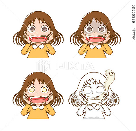 驚き　おどろく　女性　びっくり　セット 62809580