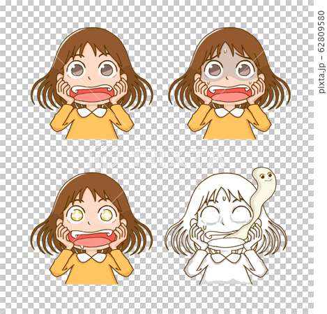 驚き　おどろく　女性　びっくり　セット 62809580