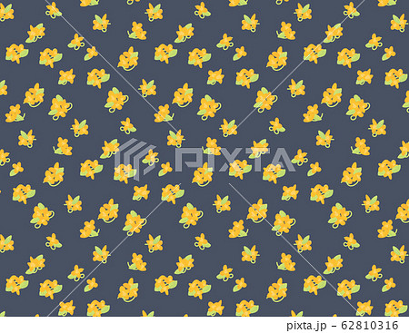 オレンジ色の小花柄 金木犀のイラスト素材