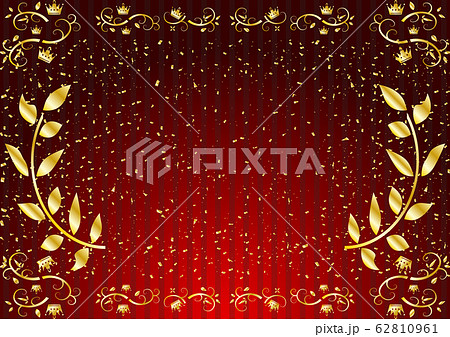 月桂樹　クラウンフレーム　紙吹雪　ストライプ背景 62810961