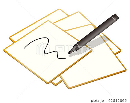 サイン色紙とペンのイラスト素材