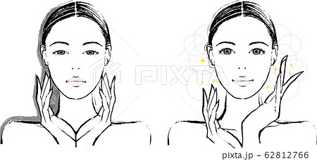 女性 一重まぶた ビフォーアフターのイラスト素材