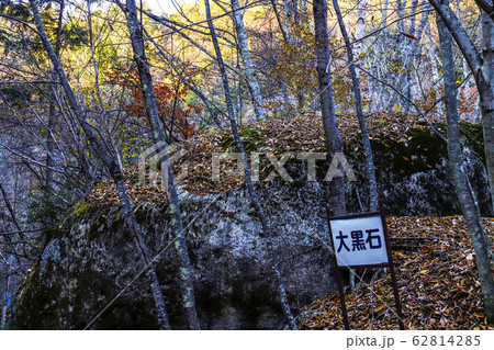 【山梨県】紅葉の本谷川渓谷 大黒石 【山梨県】紅葉の本谷川渓谷 大黒石 62814285