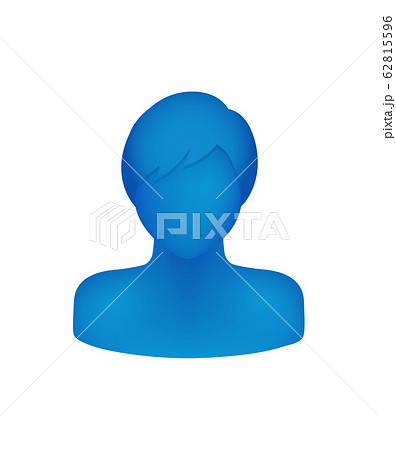 抽象的 立体的な人物シルエットイラスト 上半身 男性 青のイラスト素材