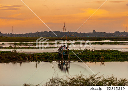 Traditional fishing tool or bamboo fish trap on 62815819