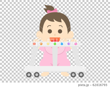 Baby Girl Using A Walker Stock Illustration