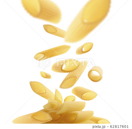 Italian pasta levitating on a white background Italian pasta levitating on a white background 62817601