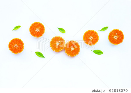 Oranges on white background. 62818070