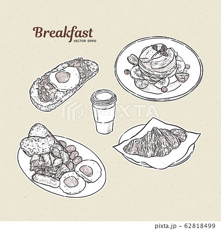 Breakfast collection, hand draw sketch vector. Breakfast collection, hand draw sketch vector. 62818499