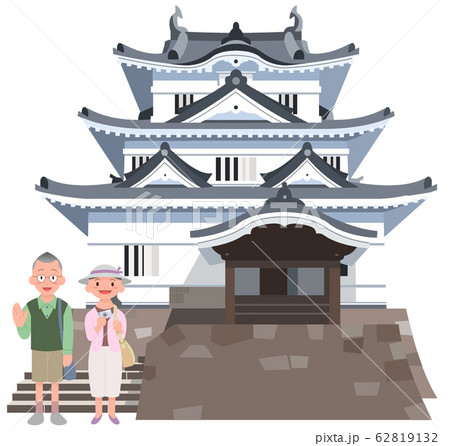 宇和島城とシニアカップル旅行者 62819132
