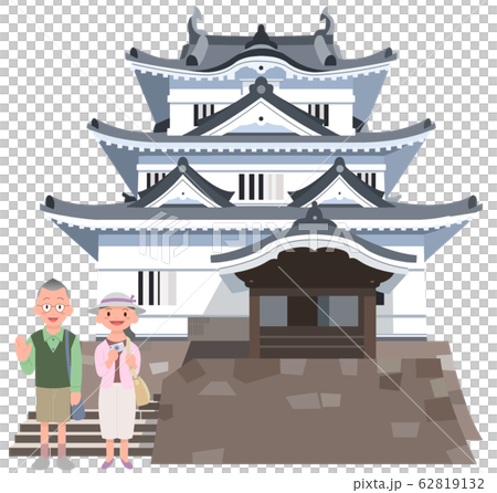 宇和島城とシニアカップル旅行者 62819132