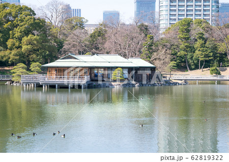 東京都　浜離宮恩賜庭園　大泉水　中島のお茶屋 62819322