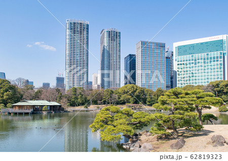 東京都 浜離宮恩賜庭園 大泉水とビル群 東京都 浜離宮恩賜庭園 大泉水とビル群 62819323