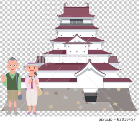 鶴ヶ城イメージとシニアカップル旅行者 鶴ヶ城イメージとシニアカップル旅行者 62819457