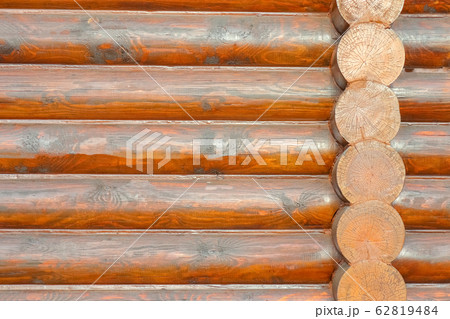 Close-up of a log wall as a background 62819484