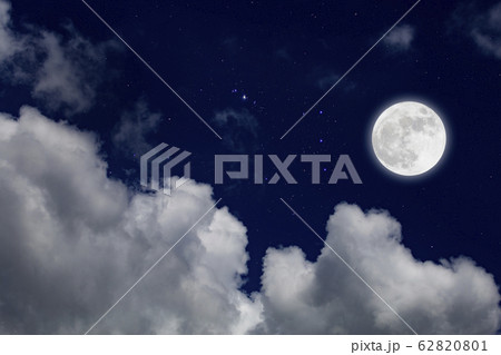 Full moon with starry and clouds background. Full moon with starry and clouds background. 62820801