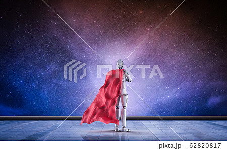 heroine cyborg with red cloak 62820817
