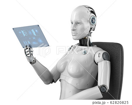 cyborg with glass tablet cyborg with glass tablet 62820825