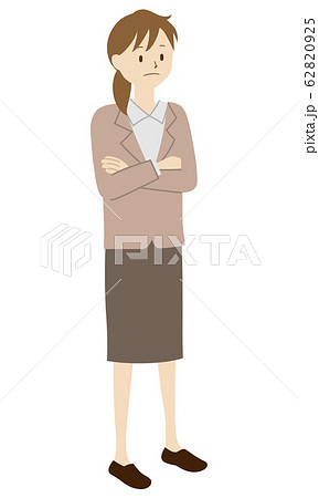 女性 先生 の立ち姿のイラスト 腕組みのポーズ のイラスト素材 6925
