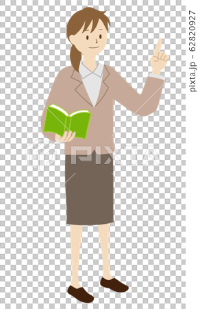 Illustration of a woman (teacher) standing (pointing pose) Illustration of a woman (teacher) standing (pointing pose) 62820927