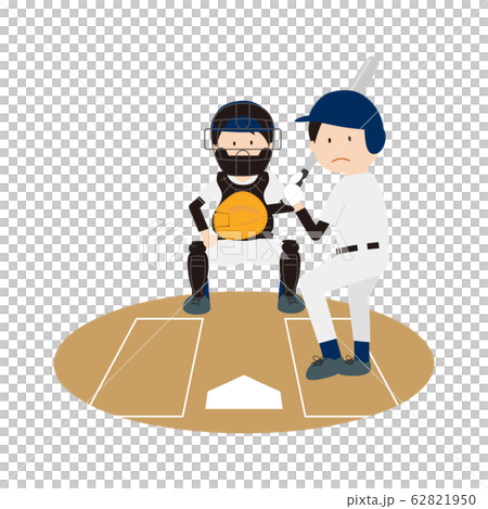 野球男子 バッターボックスのイラスト素材