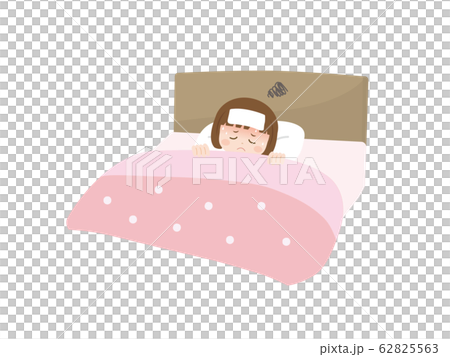 熱が出て休む女の子のイラスト 62825563