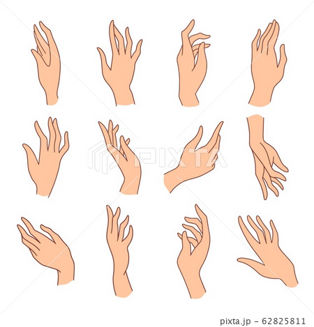 Set of minimalistic colored female hands art drawings symbols or signs 62825811