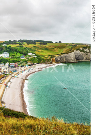 Panorama of natural chalk cliffs of Etretat 62826654