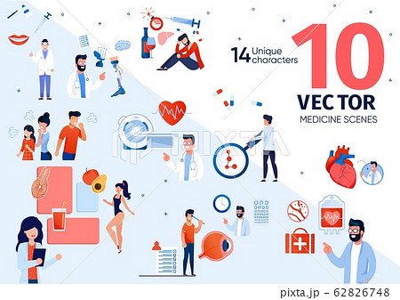 People Health Problems Flat Vector Scenes Set People Health Problems Flat Vector Scenes Set 62826748