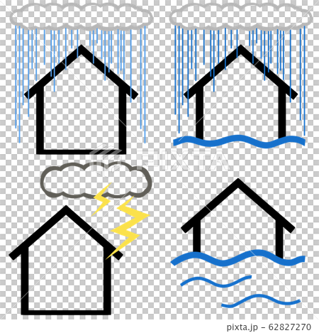 House disaster line drawing set - Stock Illustration [62827270] - PIXTA