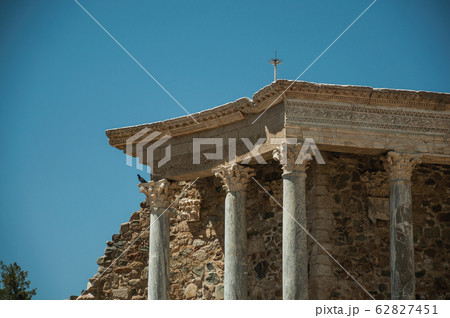 Marble columns and architrave in the Roman Theater of Merida Marble columns and architrave in the Roman Theater of Merida 62827451