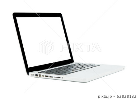 White Laptop with blank screen isolated 62828132
