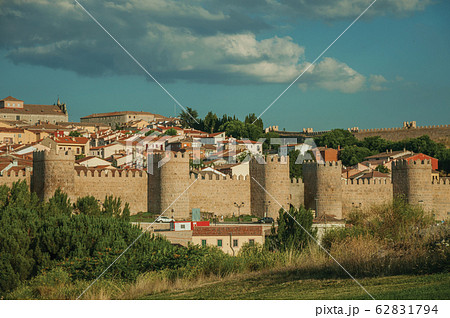 Towers with large wall over the hill encircling Avila Towers with large wall over the hill encircling Avila 62831794