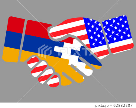 Artsakh Nagorno Karabakh Republic and USA flags 62832207