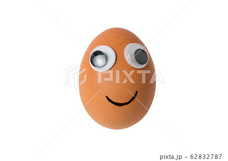 Egg with big eyes isolated on white background. Egg with big eyes isolated on white background. 62832787
